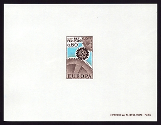 1967 60c France 'Europa Issue, 1967' Proof Sheetlet, Epreuve de Luxe, Deluxe Presentation Miniature Sheet