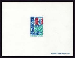 1967 1.50fr France 'Morlaix; old houses, grotesque carving, viaduct' Proof Sheetlet, Epreuve de Luxe, Deluxe Presentation Miniature Sheet