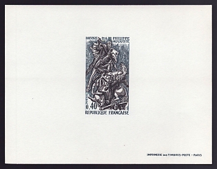 1967 40c France 'King Philip II (Philip Augustus) at Battle of Bouvines' Proof Sheetlet, Epreuve de Luxe, Deluxe Presentation Miniature Sheet