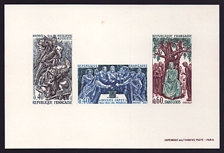 1967 40-60c France 'King Philip II (Philip Augustus) at Battle of Bouvines' Compound Proof Sheetlet, Epreuve de Luxe, Deluxe Presentation Miniature Sheet