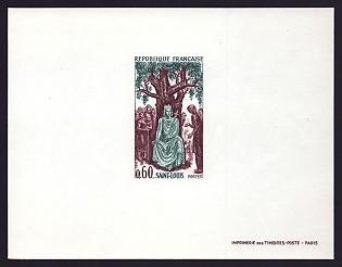 1967 60c France 'King Louis IX (St. Louis) holding audience for the poor' Proof Sheetlet, Epreuve de Luxe, Deluxe Presentation Miniature Sheet