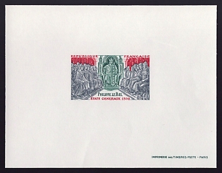 1968 40c France 'King Philip IV (the Fair) and first States-General assembly' Proof Sheetlet, Epreuve de Luxe, Deluxe Presentation Miniature Sheet
