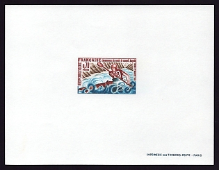 1969 70c France 'Kayak on lsere River' Proof Sheetlet, Epreuve de Luxe, Deluxe Presentation Miniature Sheet