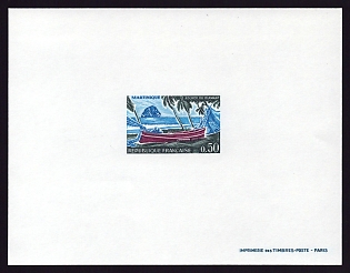 1970 50c France 'Diamond Rock, Martinique' Proof Sheetlet, Epreuve de Luxe, Deluxe Presentation Miniature Sheet