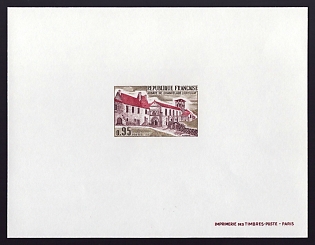 1970 95c France 'Chancelade Abbey, Dordogne' Proof Sheetlet, Epreuve de Luxe, Deluxe Presentation Miniature Sheet