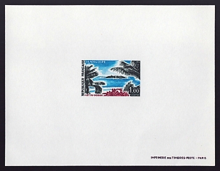 1970 1fr France 'Gosier Islet. Guadeloupe' Proof Sheetlet, Epreuve de Luxe, Deluxe Presentation Miniature Sheet