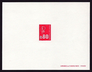 1971-74 80c France 'Marianne (by Bequet)' Trial Color Proof Sheetlet, Epreuve de Luxe, Deluxe Presentation Miniature Sheet