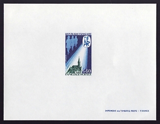 1971 40c France '"Rural Family Aid" Shedding Light on Village' Proof Sheetlet, Epreuve de Luxe, Deluxe Presentation Miniature Sheet