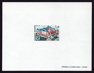 1971 1.10fr France 'Chateau and Fort de Sedan' Proof Sheetlet, Epreuve de Luxe, Deluxe Presentation Miniature Sheet