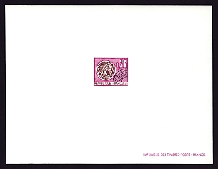 1971 26c France 'Gallic Coin Type of 1964-66' Proof Sheetlet, Epreuve de Luxe, Deluxe Presentation Miniature Sheet