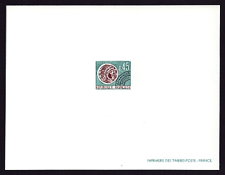 1971 45c France 'Gallic Coin Type of 1964-66' Proof Sheetlet, Epreuve de Luxe, Deluxe Presentation Miniature Sheet
