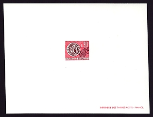 1971 90c France 'Gallic Coin Type of 1964-66' Proof Sheetlet, Epreuve de Luxe, Deluxe Presentation Miniature Sheet