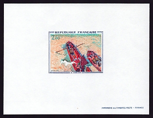 1972 2fr France 'Boats, by Andre Derain' Proof Sheetlet, Epreuve de Luxe, Deluxe Presentation Miniature Sheet