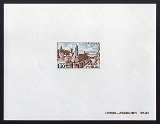 1972 1.20fr France 'Charlieu Abbey' Proof Sheetlet, Epreuve de Luxe, Deluxe Presentation Miniature Sheet
