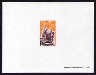 1972 50c France 'Aix-la-Chapelle Cathedral' Proof Sheetlet, Epreuve de Luxe, Deluxe Presentation Miniature Sheet