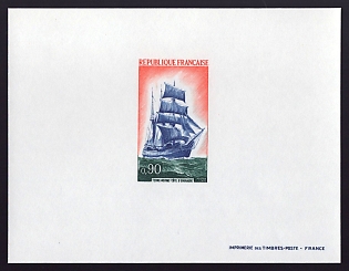 1972 90c France 'Newfoundlander "Cote d'Emeraude"' Proof Sheetlet, Epreuve de Luxe, Deluxe Presentation Miniature Sheet