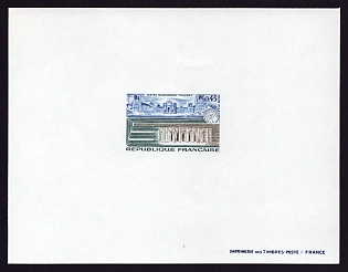 1973 45c France 'Tuileries Palace, Telephone Relays' Proof Sheetlet, Epreuve de Luxe, Deluxe Presentation Miniature Sheet