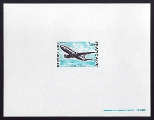 1973 3fr France 'Airbus A300-B' Proof Sheetlet, Epreuve de Luxe, Deluxe Presentation Miniature Sheet