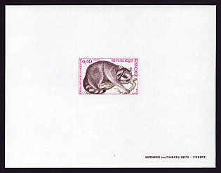 1973 40c France 'Guadeloupe Raccoon' Proof Sheetlet, Epreuve de Luxe, Deluxe Presentation Miniature Sheet