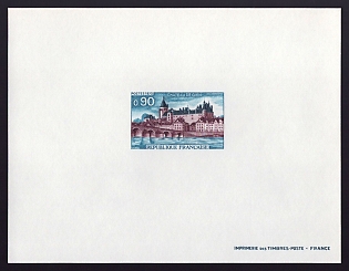 1973 90c France 'Gien Chateau' Proof Sheetlet, Epreuve de Luxe, Deluxe Presentation Miniature Sheet