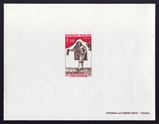 1973 1fr France 'Moliere as Sganarelle' Proof Sheetlet, Epreuve de Luxe, Deluxe Presentation Miniature Sheet