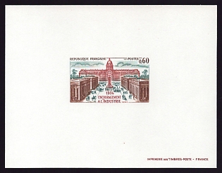1973 60c France 'Exhibition Halls' Proof Sheetlet, Epreuve de Luxe, Deluxe Presentation Miniature Sheet