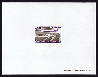 1974 60c France 'Concorde over Charles de Gaulle Airport' Proof Sheetlet, Epreuve de Luxe, Deluxe Presentation Miniature Sheet