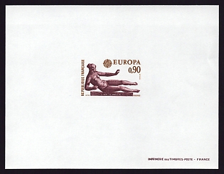 1974 90c France '"Air" by Aristide Maillol' Proof Sheetlet, Epreuve de Luxe, Deluxe Presentation Miniature Sheet