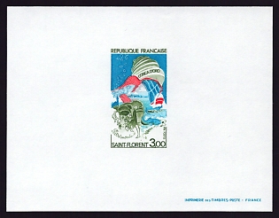 1974 3fr France 'Seashell over Corsica' Proof Sheetlet, Epreuve de Luxe, Deluxe Presentation Miniature Sheet