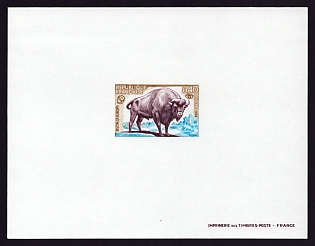 1974 40c France 'Bison' Proof Sheetlet, Epreuve de Luxe, Deluxe Presentation Miniature Sheet