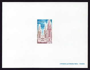 1975 1.20fr France 'Saint-Pol-de-Leon' Proof Sheetlet, Epreuve de Luxe, Deluxe Presentation Miniature Sheet