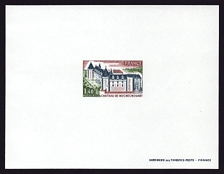 1975 1.40fr France 'Chateau de Rochechouart' Proof Sheetlet, Epreuve de Luxe, Deluxe Presentation Miniature Sheet