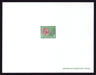 1975 1.35fr France 'Gallic Coin' Proof Sheetlet, Epreuve de Luxe, Deluxe Presentation Miniature Sheet