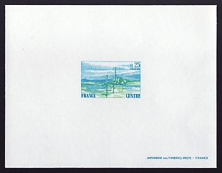 1975-76 25c France 'Central France' Proof Sheetlet, Epreuve de Luxe, Deluxe Presentation Miniature Sheet
