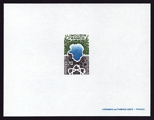 1975-76 70c France 'Limousin' Proof Sheetlet, Epreuve de Luxe, Deluxe Presentation Miniature Sheet