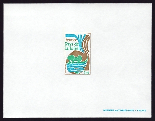 1975-76 1.15fr France 'Loire' Proof Sheetlet, Epreuve de Luxe, Deluxe Presentation Miniature Sheet