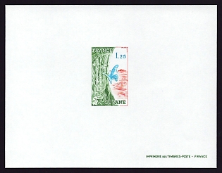 1975-76 1.25fr France 'Guyana' Proof Sheetlet, Epreuve de Luxe, Deluxe Presentation Miniature Sheet