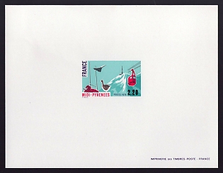 1975-76 2.20fr France 'Southern Pyrenees' Proof Sheetlet, Epreuve de Luxe, Deluxe Presentation Miniature Sheet