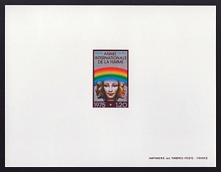 1975 1.20fr France 'Women and Rainbow' Proof Sheetlet, Epreuve de Luxe, Deluxe Presentation Miniature Sheet