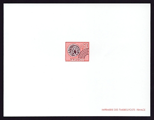 1976 90c France 'Gallic Coin Type of 1975' Proof Sheetlet, Epreuve de Luxe, Deluxe Presentation Miniature Sheet