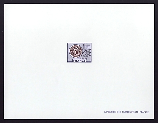 1976 1.60fr France 'Gallic Coin Type of 1975' Proof Sheetlet, Epreuve de Luxe, Deluxe Presentation Miniature Sheet