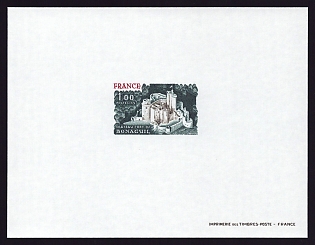 1976 1fr France 'Chateau Fort de Bonaguil' Proof Sheetlet, Epreuve de Luxe, Deluxe Presentation Miniature Sheet