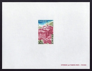 1976 1.70fr France 'Thiers' Proof Sheetlet, Epreuve de Luxe, Deluxe Presentation Miniature Sheet