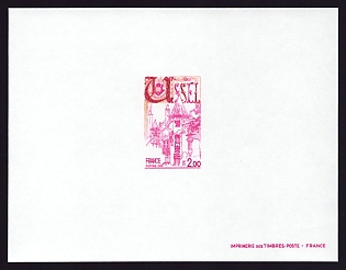 1976 2fr France 'Ussel' Proof Sheetlet, Epreuve de Luxe, Deluxe Presentation Miniature Sheet