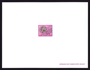 1976 62c France 'Gallic Coin Type of 1975' Proof Sheetlet, Epreuve de Luxe, Deluxe Presentation Miniature Sheet