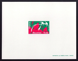 1977 1.45fr France 'Reunion' Proof Sheetlet, Epreuve de Luxe, Deluxe Presentation Miniature Sheet