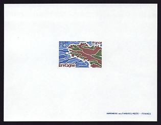 1977 2.40fr France 'Brittany' Proof Sheetlet, Epreuve de Luxe, Deluxe Presentation Miniature Sheet