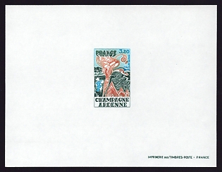 1977 3.20fr France 'Champagne-Ardennes' Proof Sheetlet, Epreuve de Luxe, Deluxe Presentation Miniature Sheet