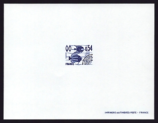 1977-78 54c France 'Pisces' Trial Color Proof Sheetlet, Epreuve de Luxe, Deluxe Presentation Miniature Sheet