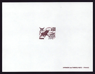 1977-78 68c France 'Taurus' Trial Color Proof Sheetlet, Epreuve de Luxe, Deluxe Presentation Miniature Sheet